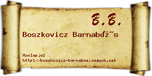 Boszkovicz Barnabás névjegykártya